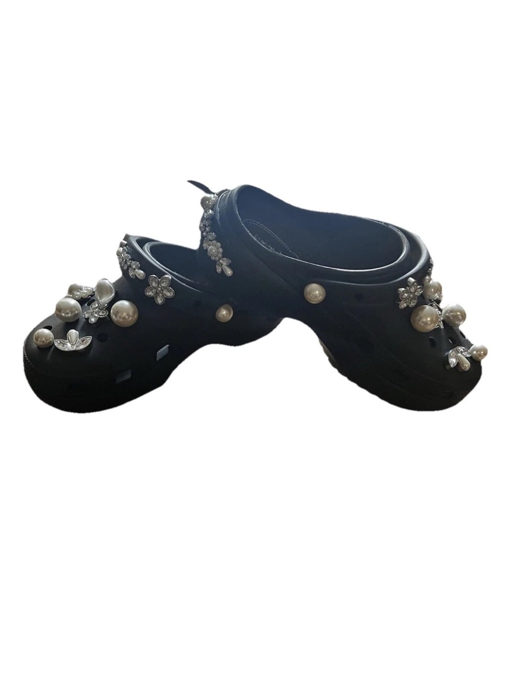 Simone Rocha Black Pearl & Crystal Embellished Clogs - Picture 2 of 6